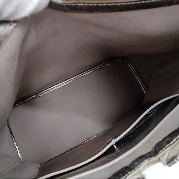 Auth Jimmy Choo Metallic Distressed Gold Leather Raven Shoulder Hobo Bag - Picture 6 of 8